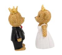 HAMPPLIES 2pcs Wedding Figurine Topper Bears Couple Statue Bride Groom Miniature Animal Sculpture for Wedding Cake Decoration and Valentine S Day Party Keepsake