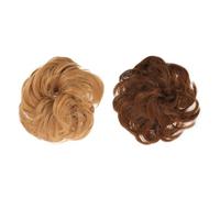 HAMPPLIES 2pcs Women Hair Chignon Wig Ponytail Extensions Messy Bun Scrunchies for Weddings Proms Dates Easy to Use Volumizing Synthetic Hairpieces for Full Updo Styles