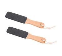 HAMPPLIES 2pcs Wooden Foot Scrubber Ergonomic Handle Callus Remover Foot Care Files for Dead Skin Exfoliating Pedicure Tools Comfortable Grip Design