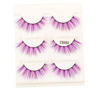 HAMPPLIES 3 Pairs Multi Color Fake Eyelashes Dense Thick Eyelash Extensions Natural Look False Lashes for Women Halloween Festival Makeup