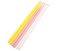 HAMPPLIES 3 Pairs Wood Tip Drumstick Set for Percussion Ergonomic Balanced Weight Vibrant Pink White Yellow Colors for Beginners and Professionals Complete Replacement Kit for Drummers