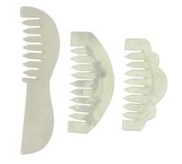HAMPPLIES 3 Pcs Natural Jade Massage Combs Set with Rectangular, Scalloped Crescent Shapes for Scalp Care and Meridian Massage Suitable for Women Hair Health