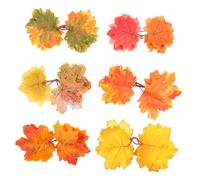 HAMPPLIES 30pcs Artificial Maple Leaves Fall Leaf Decorations for Thanksgiving Autumn Wedding Party DIY Garland Craft Accessories with Realistic Texture