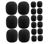 HAMPPLIES 30pcs Black Microphone Windscreen Foam Covers 30×22×8mm Lapel Headset Mic Protective Sponge Cover Disposable Handheld Microphone Filter for Studio and Outdoor Use