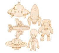 HAMPPLIES 32pcs DIY Outer Space Wooden Crafts for Home Decor Unfinished Planet and Rocket Cutouts for Painting Decorations and Craft Projects