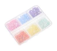 HAMPPLIES 3d Flower Pearl Nail Charms Set Small 6-compartment Acrylic -petal Floral Nail Decorations for Manicure