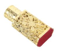 HAMPPLIES 3ml Vintage Gold Perfume Bottle with Decorative Egyptian Pattern, Refillable Mini Fragrance Container for Travel and Diy Essential Oil Storage