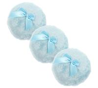 HAMPPLIES 3Pcs Baby Body Plush Round Bow-Knot Soft Cotton After Puff for Infants Fluffy Talcum Puff for Household Use