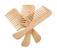 HAMPPLIES 3pcs Bamboo Wide Tooth Comb for Women Extra Large Teeth Detangling Styling Tools for Curly Thick Wet Hair Anti-static Natural Hair Care Combs with Handle for Shower Barber Wig