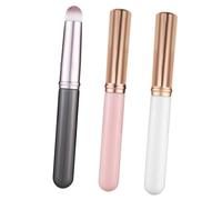 HAMPPLIES 3pcs Concealer Lip Brushes with Caps Synthetic Soft Bristles for Precise Facial Makeup Application Portable Mini Short Handle Makeup Tools in Purple Pink White for Eyes and