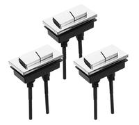 HAMPPLIES 3pcs Dual Flush Toilet Button Replacement, Rectangular Plastic Toilet Water Tank Push Button for Bathroom Cistern, Silver Dual Flush Valve Press for Home and Office