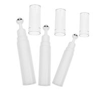 HAMPPLIES 3pcs Empty Roller Bottles for Essential Oils and Eye Cream, Refillable Travel Vacuum Bottles Set with Roller Balls, 5ml 10ml 15ml White under Eye Massage and Skincare