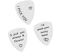 HAMPPLIES 3pcs Guitar Picks Thin Steel Guitar Plectrum Acoustic Accessories Letter Picks for Professional Collections