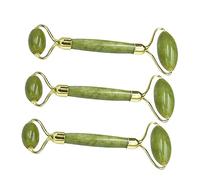 HAMPPLIES 3pcs Jade Roller Natural Green Facial Skin Care Tools for Puffiness Relief Lightweight and Portable Beauty Massage Stick for Home Travel Use
