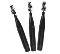 HAMPPLIES 3pcs Mini Black Eyebrow Brush and Eyelash Comb Set Cap, Spiral Wand Short Handle Eyelash Brush for Precise Eye Makeup Application and Grooming