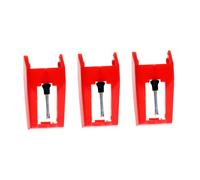 HAMPPLIES 3Pcs Red Conical Stylus Needles for Gramophone Turntable Phonograph Record Player Replacement with Plastic and Aluminum Construction for Enhanced Bass and Realistic Sound Quality
