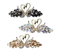 HAMPPLIES 3pcs Sparkly Swan Hair Clips Crystal Elegant Clip for Ponytail Rhinestone Hair Barrettes Vintage Style Wedding Accessories for Women