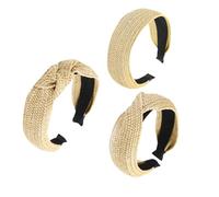 HAMPPLIES 3pcs Wide Raffia Knot Cross Hair Band Korean Style Hair Accessories for Women Match Pressing Hoop