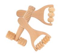 HAMPPLIES 3Pcs Wooden Massage Roller Handheld Body Massager Tools for Foot Neck and Shoulder Relaxation Ergonomic Design for Easy Carrying and Use for