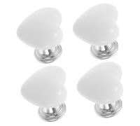 HAMPPLIES 4 pcs Heart Shaped Toilet Flush Button Assistants Fit Decorative Toilet Button Tops for Bathroom Tank Easy Press Durable in White