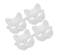 HAMPPLIES 4 Pcs White Matte Blank Cat Masks with Mesh for DIY Cosplay and Costume Parties Plastic Animal Masks for Hand Painting Breathable Design for Comfortable Wear at Masquerade and