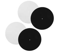 HAMPPLIES 4pcs 12-Inch Turntable Platter Mat Felt Slipmat for Vinyl Records, Anti-Static Non-Slip Record Player Pad in Black and White for Home and DJ Use