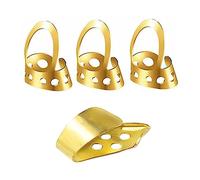 HAMPPLIES 4pcs Adjustable Stainless Steel Thumb Picks for Ukulele and Bass, Hollowed Design Protects Fingers from Friction, Metal Guitar Accessories in Golden Colour