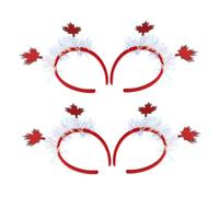 HAMPPLIES 4pcs Autumn Maple Leaf Tinsel Headbands for Women Vibrant Fall Colors Compact Travel Friendly Thanksgiving Hair Accessories Canadian National Day Party Supplies