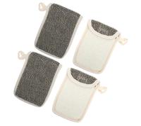 HAMPPLIES 4Pcs Black Flax Soap Bags with Rope Hanging Design Exfoliating Bar Soap Pouches for Bath and Shower Portable Lightweight for Travel and Home Use