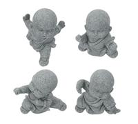 HAMPPLIES 4pcs Cute Kung Fu Monk Statue Intricate Zen Buddha Figurines for Car Dashboard Home and Office Decor Inspirational Shaolin Sculpture Ornaments for Positive Energy and Meditation