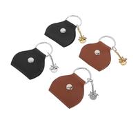 HAMPPLIES 4pcs Guitar Pick Bag Holder Case for Guitar Picks Compact Portable Keychain Plectrum Storage Organizer Black Brown Gold Silver Angel Wings Hangings