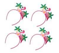 HAMPPLIES 4pcs Hawaii Flamingo Headbands Tropical Flower Beach Party Decorations Fun Headbands for Women Coconut Tree