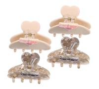 HAMPPLIES 4pcs Large Heart Hair Claw Clips for Women Strong Grip Jaw Clips for Thick Hair Versatile Styling Accessories for Casual and Formal Looks Includes Beige and Marble Grey Colors