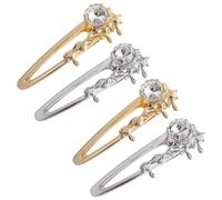 HAMPPLIES 4Pcs Metal Rhinestone Hair Clips Snap Hair Pins for Women Wedding Party Prom Elegant Barrettes in Gold and Silver