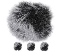 HAMPPLIES 4pcs Microphone Windscreen Muffs with Artificial Fur, Noise Reduction Pop Filter Covers for Lavalier Mics, Protects from Scratching and Saliva, for Live Streaming and Outdoor Use