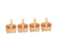 HAMPPLIES 4Pcs Mini Woven Candy Baskets Wooden Gift Basket for Wedding Birthday Party Favors Portable Durable Handcrafted Storage for Chocolates and Gifts