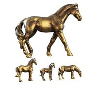 HAMPPLIES 4pcs Miniature Copper Horse Sculptures Feng Shui Chinese Zodiac Figurines for Year Desktop Decoration Office Home Cabinet Shelf Art Craft