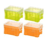 HAMPPLIES 4Pcs Multifunctional Desktop Storage Organizer Boxes Semi-transparent Candy Color Storage Bins for Cosmetics and Small Sundries Hard Structure for Office and Bedroom Random Color
