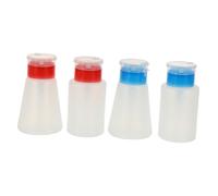 HAMPPLIES 4pcs Nail Polish Remover Dispenser Bottles Push Down Pump Lockable Alcohol Container with Scale Design for Nail Art Makeup Plastic