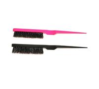 HAMPPLIES 4PCS Pig Bristle Hair Comb with Long Handle for Curly Hair Salon Hairdresser Brush Stimulates Scalp and Adds Fluffy Volume Multi-purpose Styling Tool for Home and Random Color