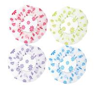 HAMPPLIES 4pcs Reusable Peva Bath Caps for Women Lightweight Sauna Hat with Dot Print Suitable for Long Curly and Thick Hair Comfortable Breathable Shower Hats in Blue Red Green and Purple