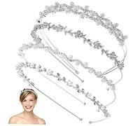 HAMPPLIES 4Pcs Rhinestone Pearl Headbands Elegant Wedding Hair Accessories for Brides for Parties Ceremonies and Special Occasions Comfortable Secure Fit Stunning Crystal Design