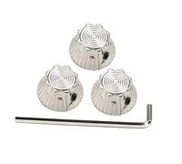 HAMPPLIES 4Pcs Silver Metal Guitar Knobs Set Ergonomic Volume Tone Control Buttons Easy Installation Compatible with Jazz and Bass Electric Guitars