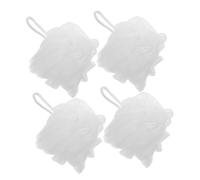 HAMPPLIES 4pcs Soft Loofah Shower for Body Natural Bath Scrubber for Shower White Bath Bouquet for Women Boys and Girls Men