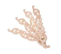 HAMPPLIES 4pcs Solid Wood Carved Appliques Set Beige Vintage European Style Decorative Corner Decals for Cabinet Door Dresser Mantel DIY Furniture Carved Applique
