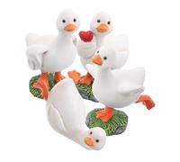 HAMPPLIES 4pcs Weather-resistant Resin Duck Statue Outdoor Garden Ornament with Lifelike Design Portable Patio and Vibrant Home Accent for Porch and Lawn