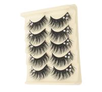 HAMPPLIES 5 Pairs Black and Blue Mermaid Fake Eyelashes Dramatic Long Curl False Lashes Hard Stem for Latin Dance Stage Makeup