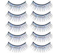 HAMPPLIES 5 Pairs of Blue Dramatic False Eyelashes with Diamond, Lightweight Chemical Fiber Hard Stem Lashes for Cosplay and Fashion Show Performance