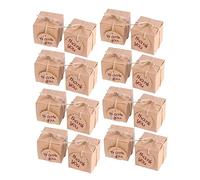 HAMPPLIES 50 Pcs Kraft Paper Candy Gift Boxes with Thank You Cards Square DIY Kraft Paper Cases for Wedding Birthday Bridal Shower Party Favor Packaging Durable Reusable Bulk