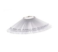 HAMPPLIES 50pcs Clear Fan Nail Tips Display Stand with Iron Ring for Gel Acrylic Nail Art Practice Removable Color Sticks Shelf for Natural Extensions and French Design
